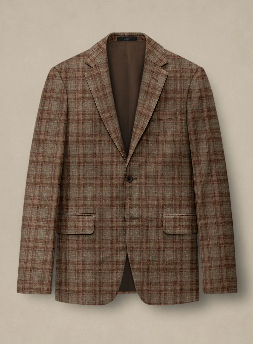 Italian Murano Basto Brown Wool Linen Silk Jacket
