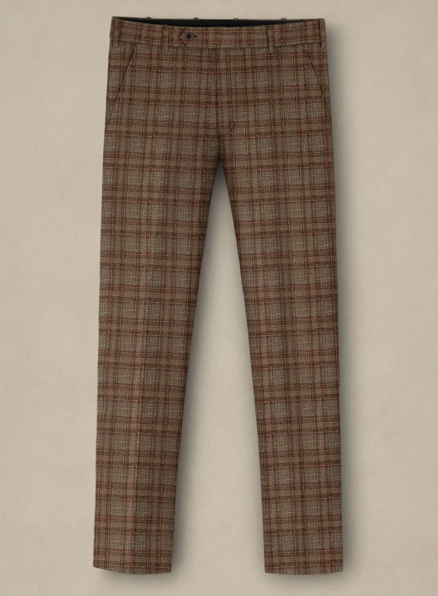 Italian Murano Basto Brown Wool Linen Silk Pants - Image 2