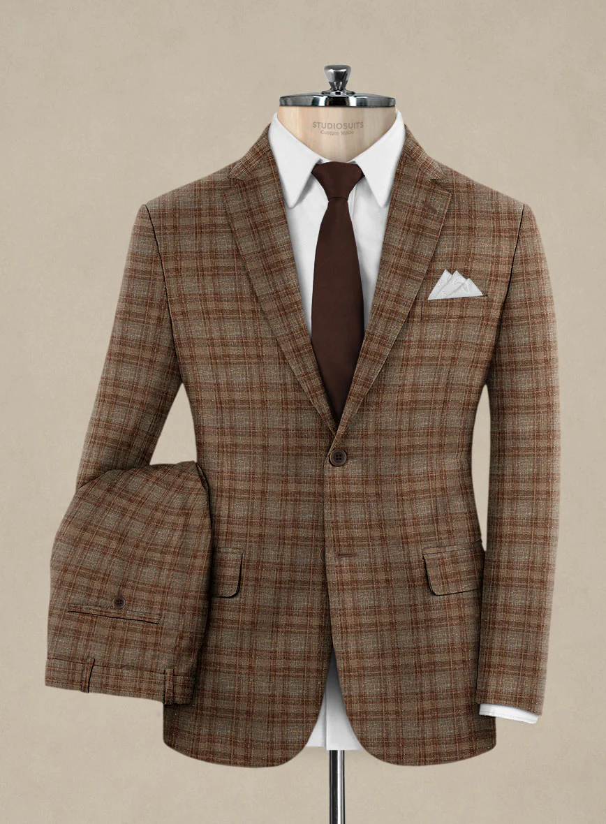 Italian Murano Basto Brown Wool Linen Silk Suit - Image 2