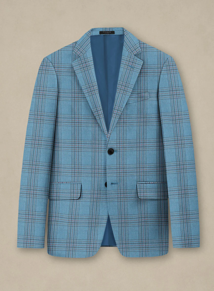 Italian Murano Beni Blue Wool Linen Silk Suit - Image 2