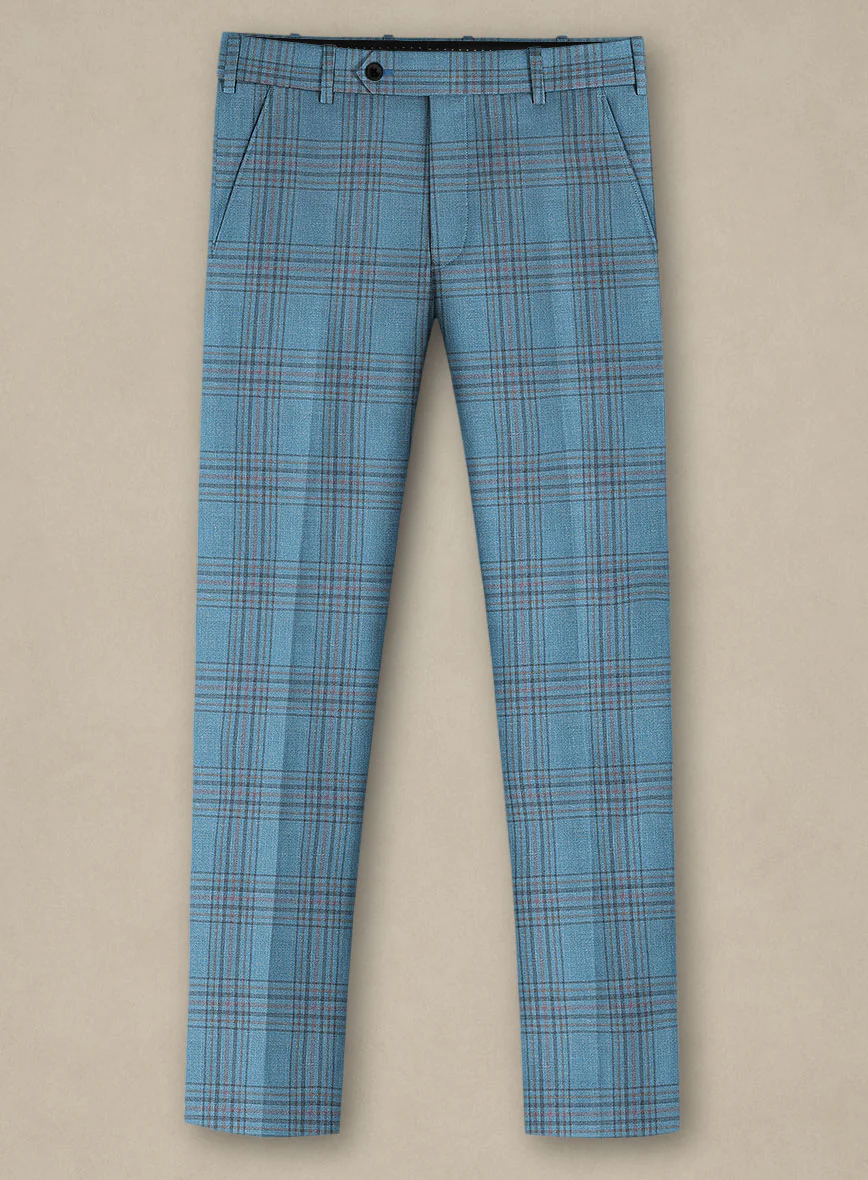 Italian Murano Beni Blue Wool Linen Silk Pants - Image 2