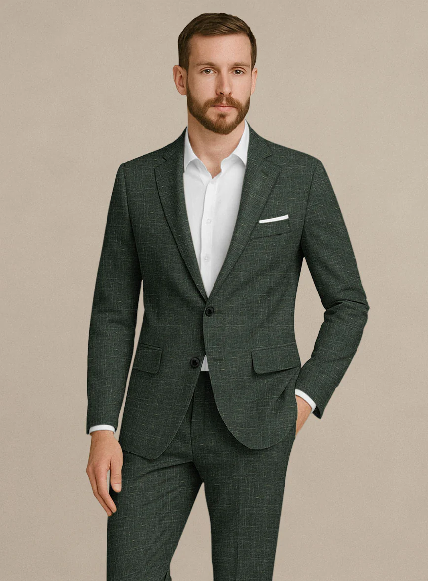Italian Murano Bottle Green Wool Linen Jacket - Image 2