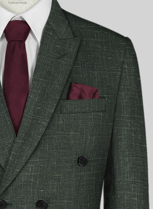 Italian Murano Bottle Green Wool Linen Double Breasted Suit - Image 3