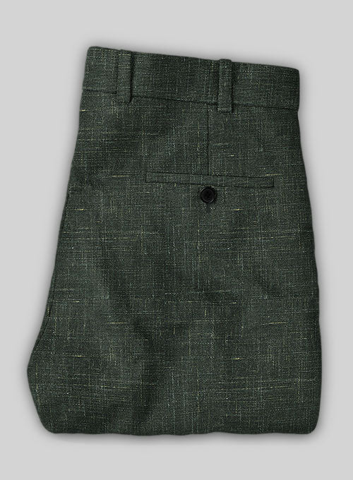 Italian Murano Bottle Green Wool Linen Double Breasted Suit - Image 4
