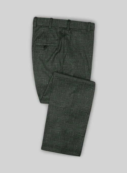 Italian Murano Bottle Green Wool Linen Double Breasted Suit - Image 5