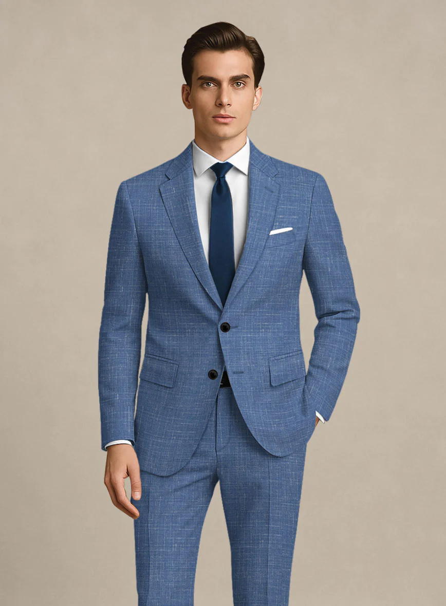Italian Murano Cadel Blue Wool Linen Jacket - Image 2
