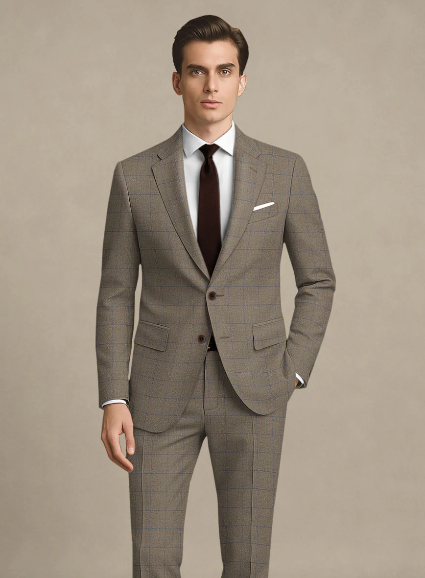 Italian Murano Cedra Brown Wool Linen Silk Suit - Image 3