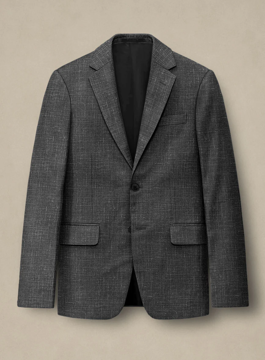 Italian Murano Charcoal Wool Linen Suit - Image 3