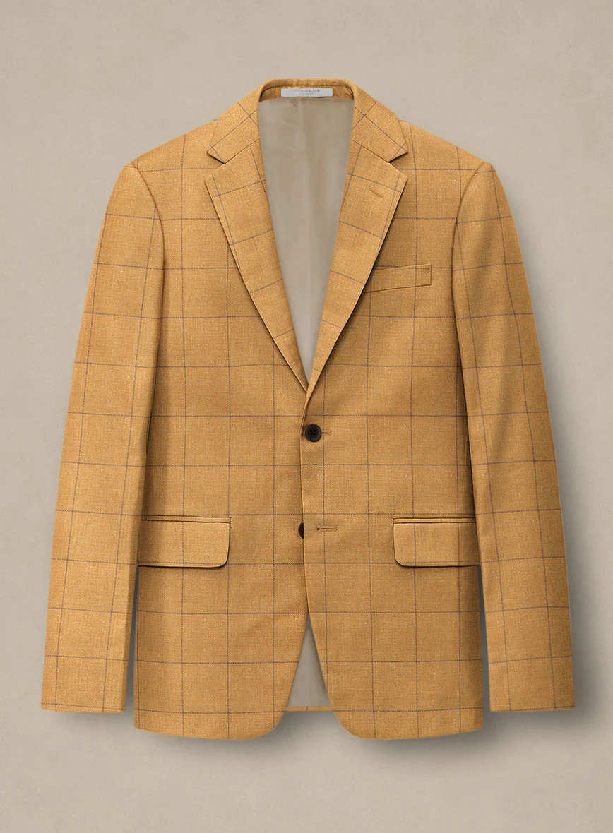 Italian Murano Cimio Mustard Wool Linen Silk Suit - Image 4
