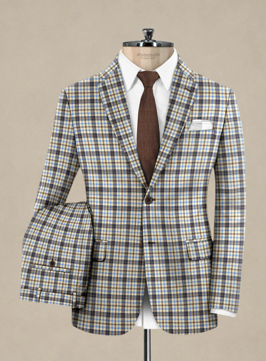 Italian Murano Cipco Checks Wool Linen Silk Suit - Image 2