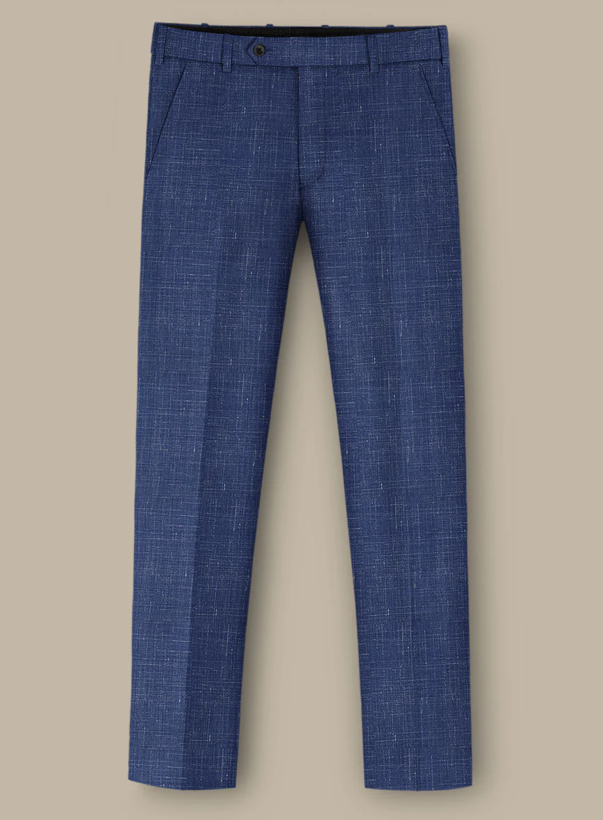 Italian Murano Cobalt Blue Wool Linen Pants - Image 2