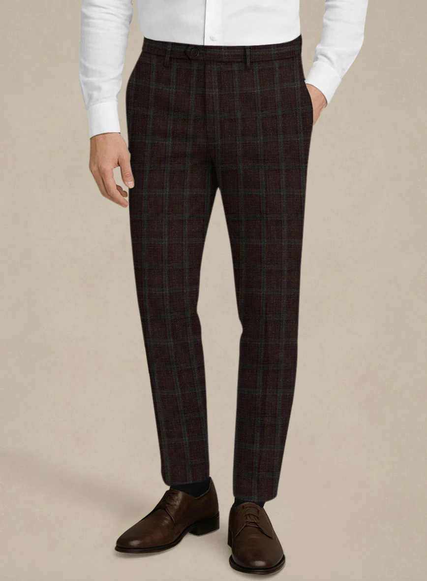 Italian Murano Corri Checks Wool Linen Silk Pants