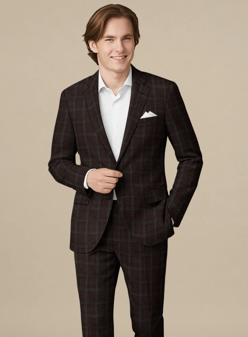 Italian Murano Corri Checks Wool Linen Silk Suit - Image 4