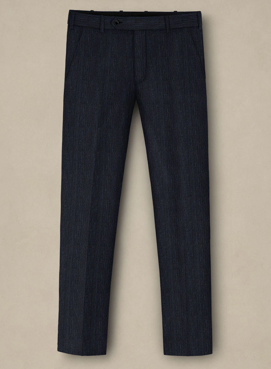 Italian Murano Deep Blue Wool Linen Silk Pants - Image 2