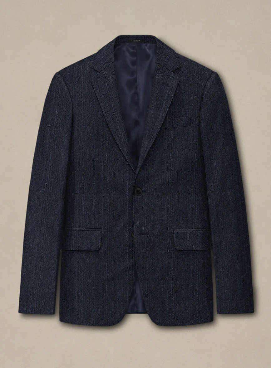 Italian Murano Deep Blue Wool Linen Silk Suit - Image 2