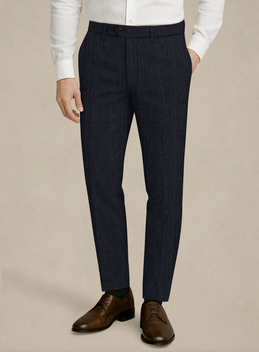 Italian Murano Deep Blue Wool Linen Silk Suit - Image 5
