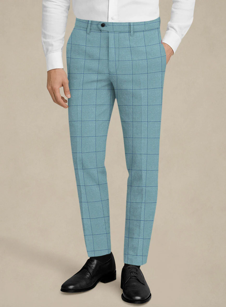 Italian Murano Domar Blue Wool Linen Silk Suit - Image 6
