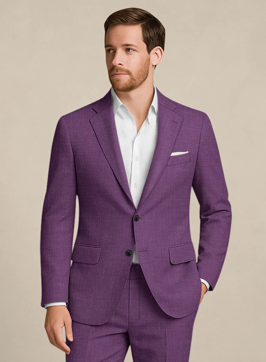 Italian Murano Eggplant Wool Linen Suit - Image 3