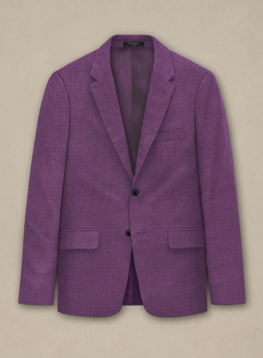 Italian Murano Eggplant Wool Linen Suit - Image 4