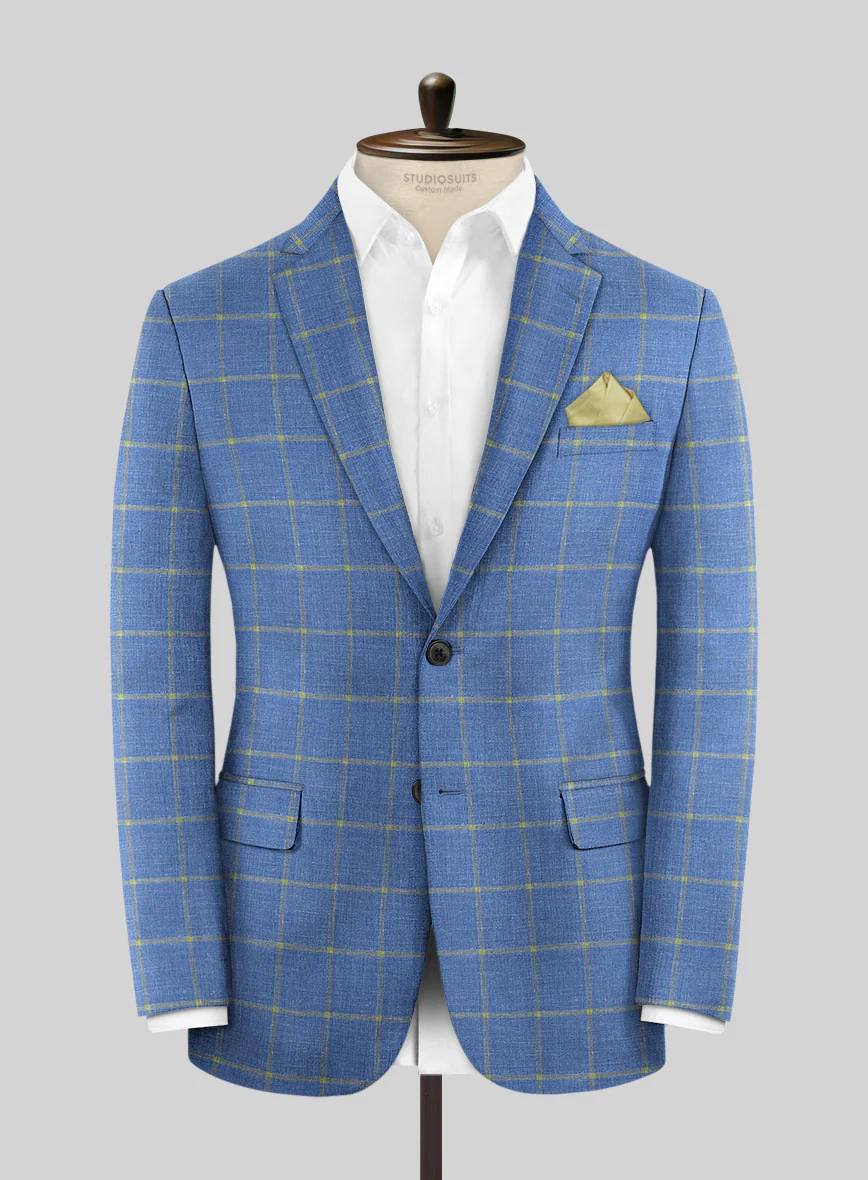 Italian Murano Eginda Blue Wool Linen Suit - Image 3