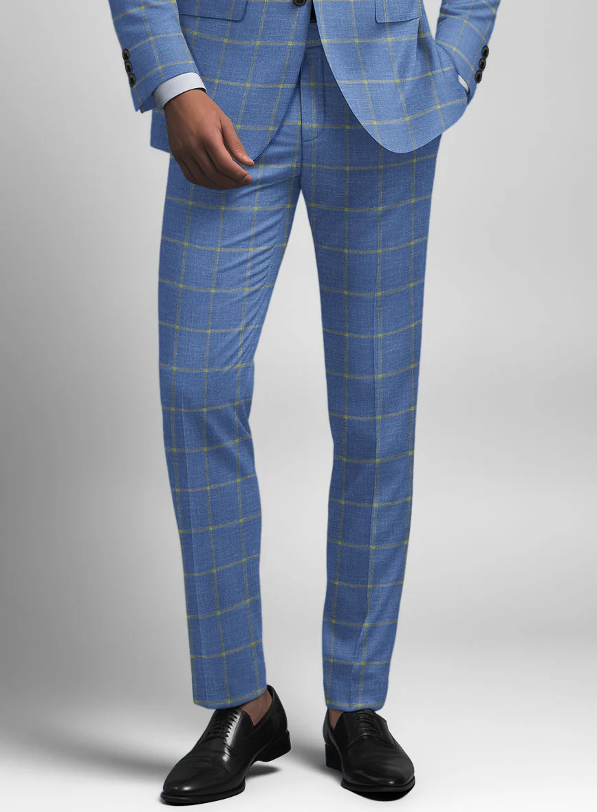 Italian Murano Eginda Blue Wool Linen Suit - Image 5