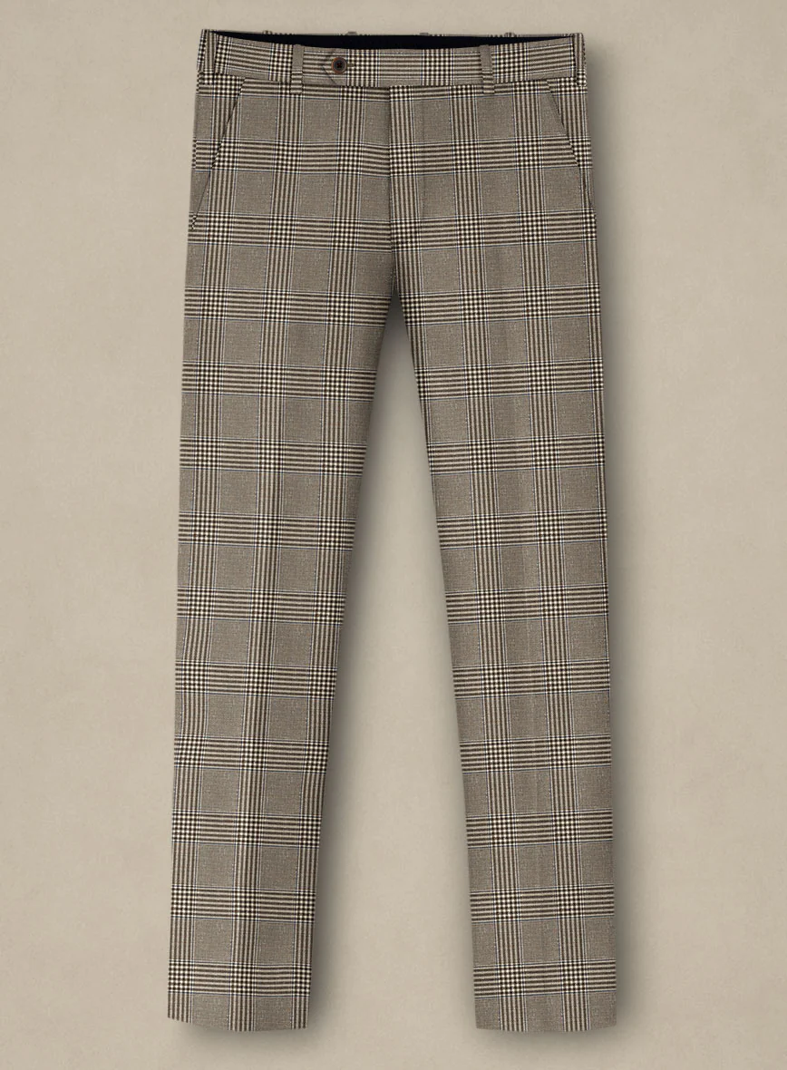 Italian Murano Ejan Brown Wool Linen Silk Pants - Image 2