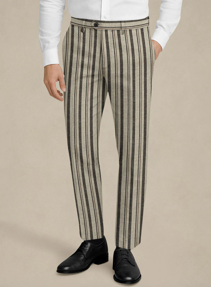 Italian Murano Emario Stripe Wool Linen Silk Suit - Image 6