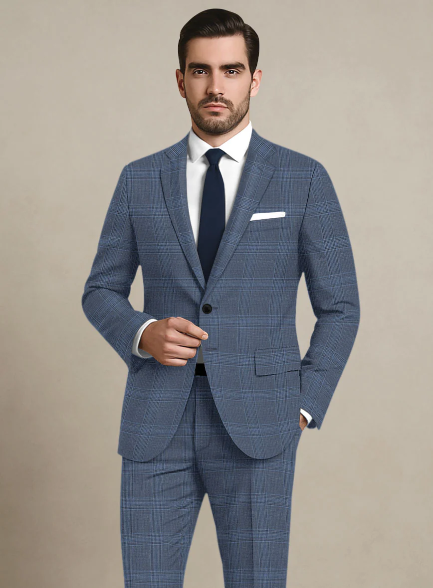Italian Murano Enora Blue Wool Linen Silk Jacket - Image 2