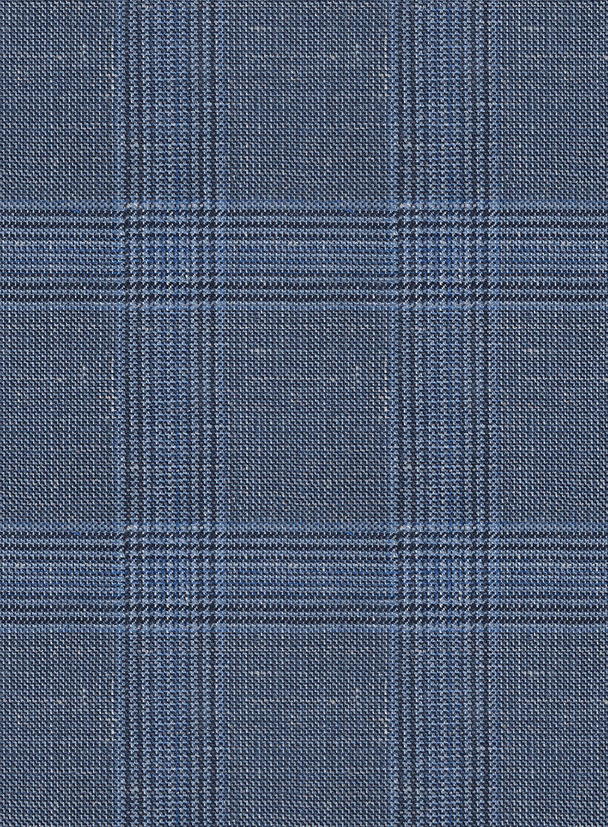 Italian Murano Enora Blue Wool Linen Silk Jacket - Image 3