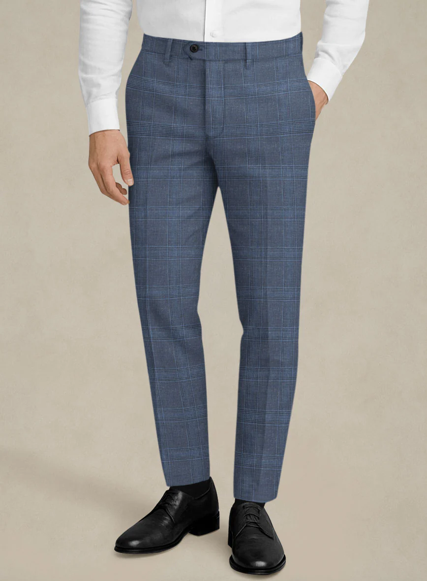 Italian Murano Enora Blue Wool Linen Silk Suit - Image 5