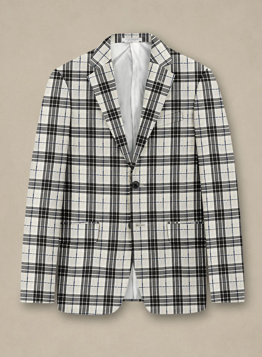 Italian Murano Ernio Checks Wool Linen Silk Suit - Image 3