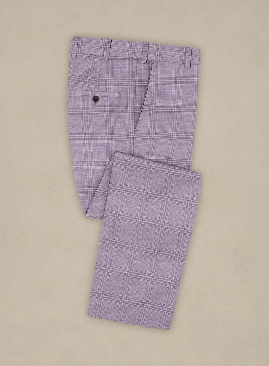 Italian Murano Esar Lavender Wool Linen Silk Pants - Image 2