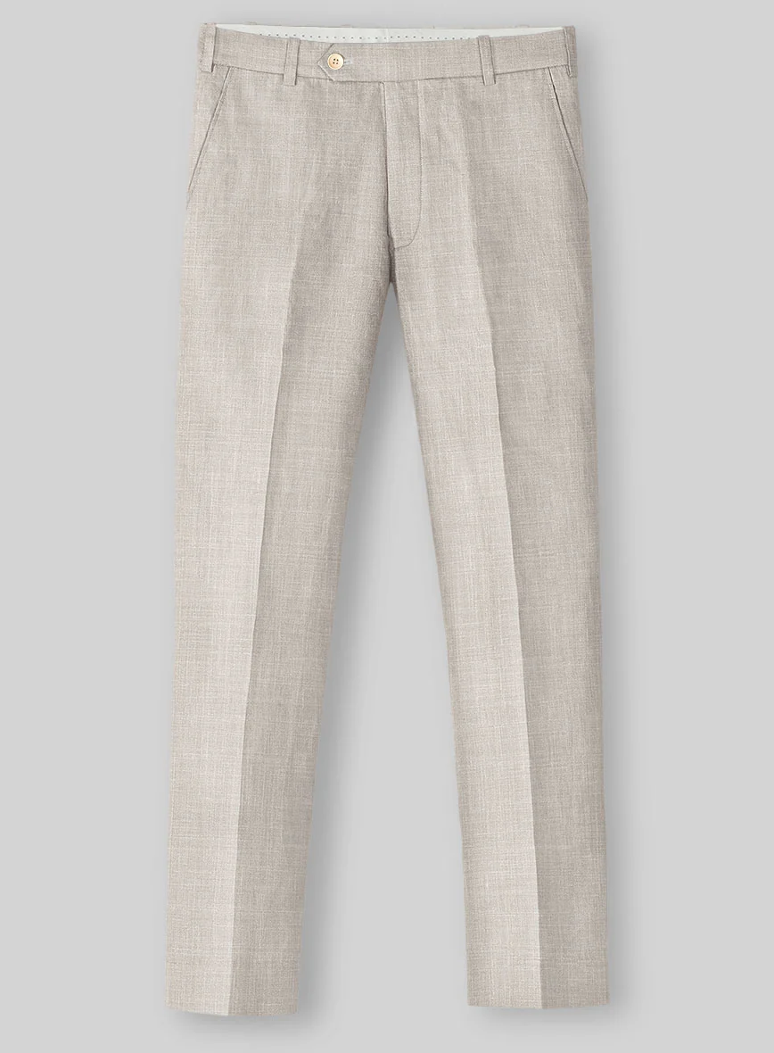 Italian Murano Fawn Wool Linen Pants - Image 2