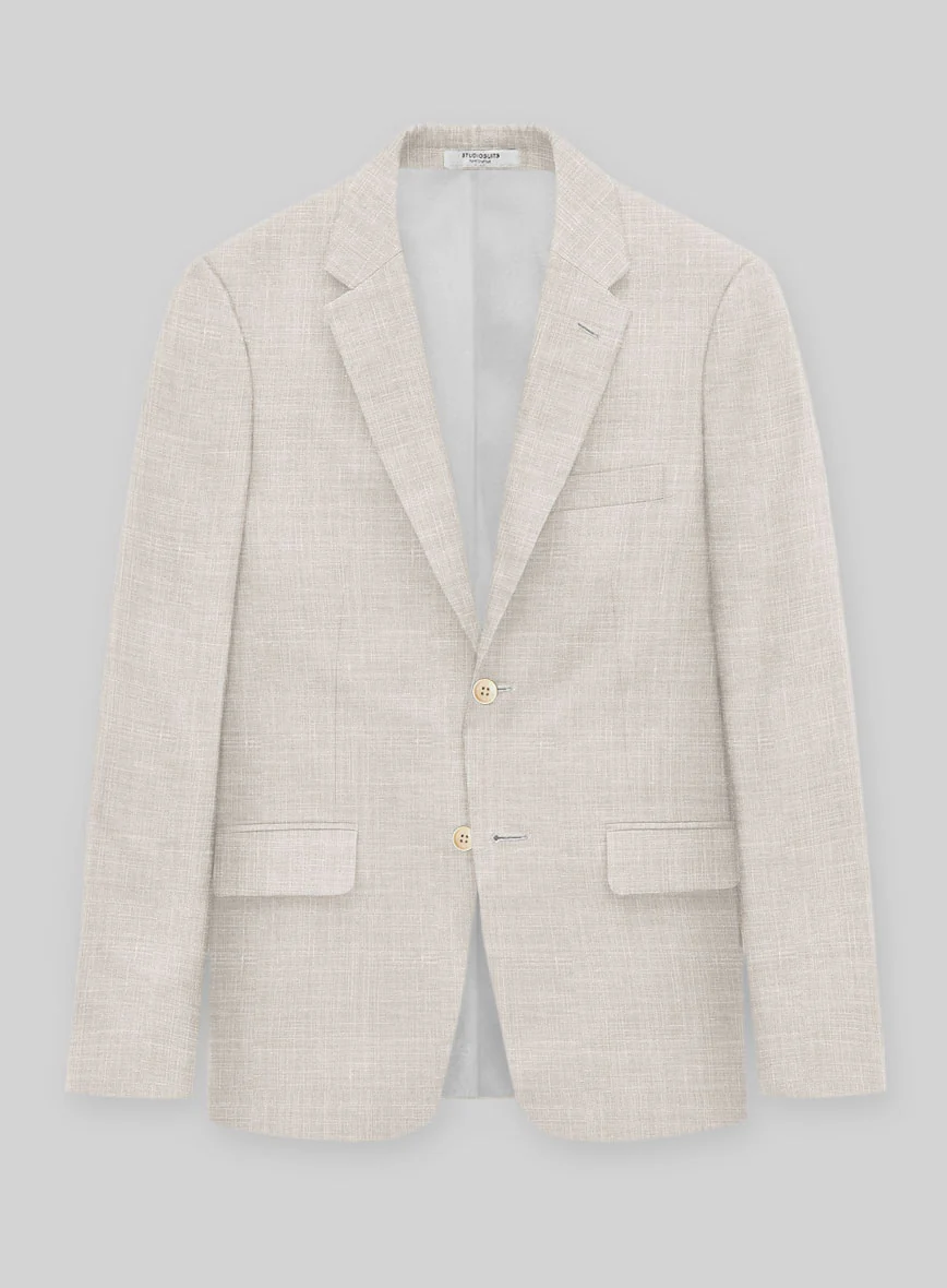 Italian Murano Fawn Wool Linen Suit - Image 2