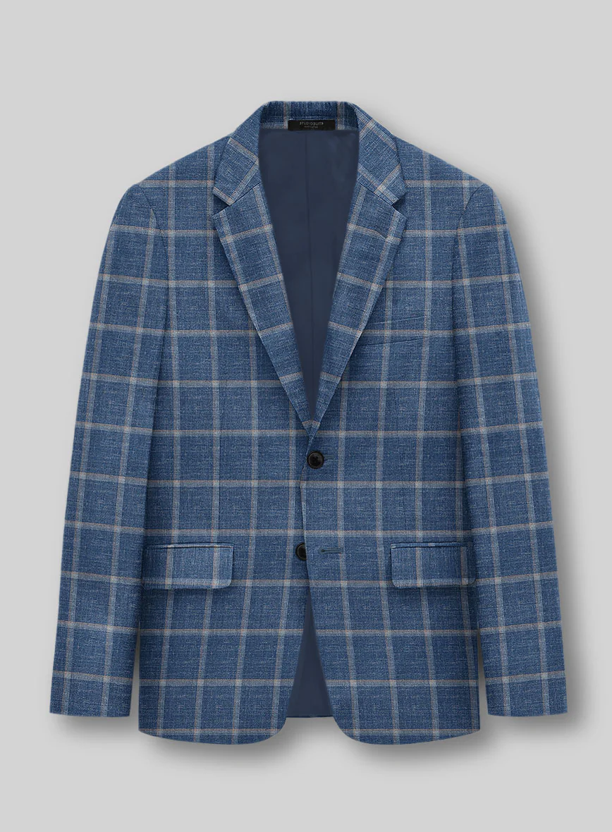 Italian Murano Geoia Blue Wool Linen Suit - Image 3
