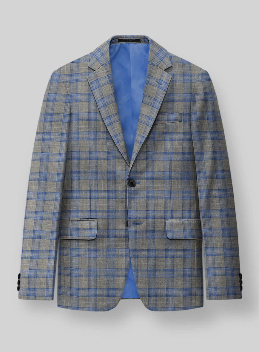 Italian Murano Gnatio Blue Gray Wool Linen Jacket - Image 3
