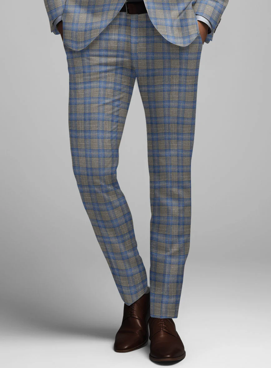 Italian Murano Gnatio Blue Gray Wool Linen Suit - Image 6