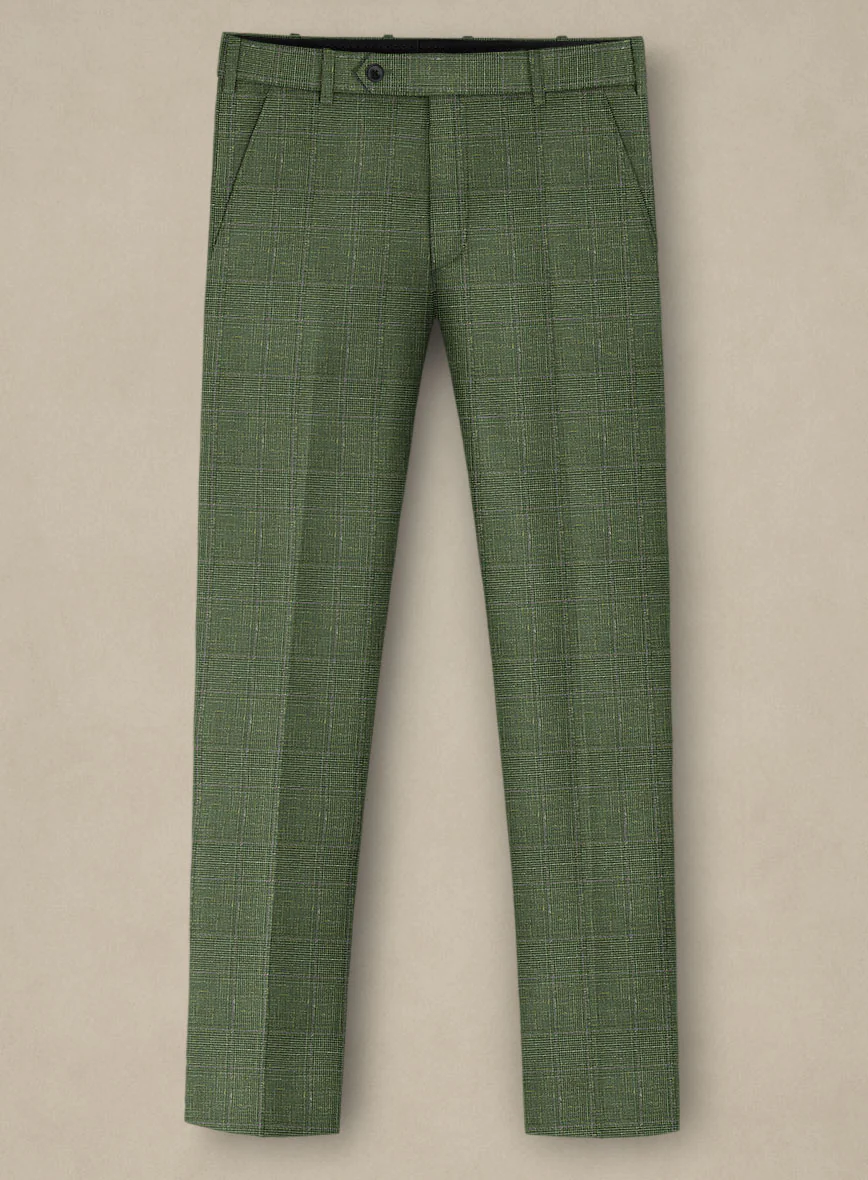 Italian Murano Gumil Green Wool Linen Silk Pants - Image 2