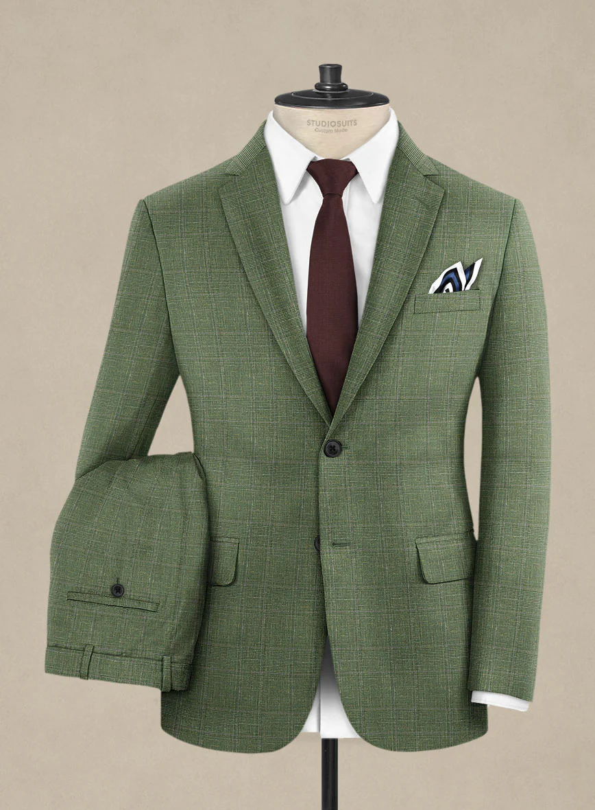 Italian Murano Gumil Green Wool Linen Silk Suit - Image 2