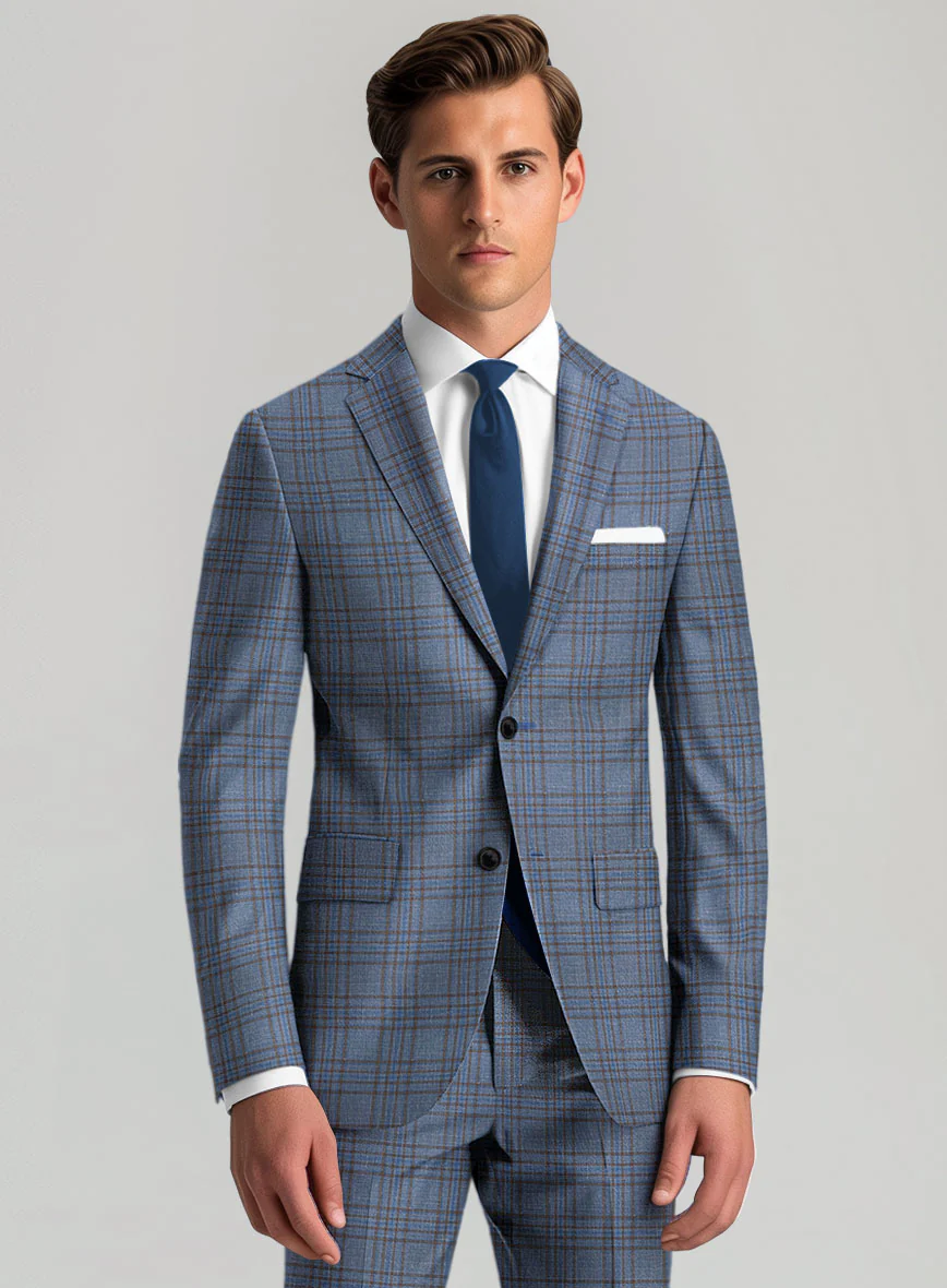 Italian Murano Herita Blue Wool Linen Jacket - Image 2