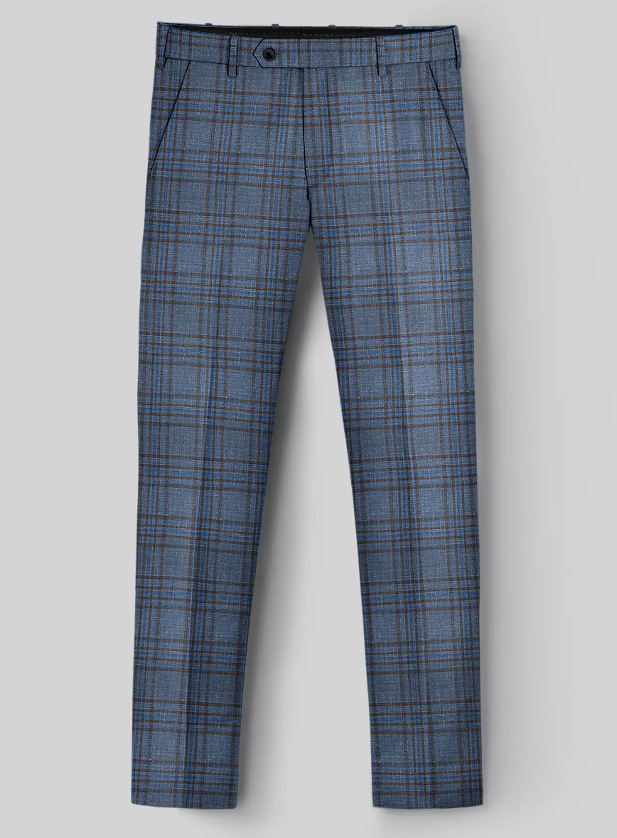 Italian Murano Herita Blue Wool Linen Pants - Image 2