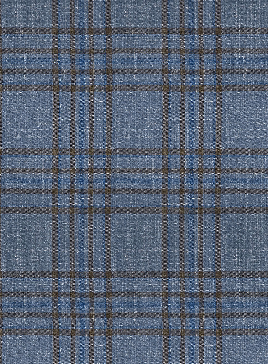 Italian Murano Herita Blue Wool Linen Pants - Image 3