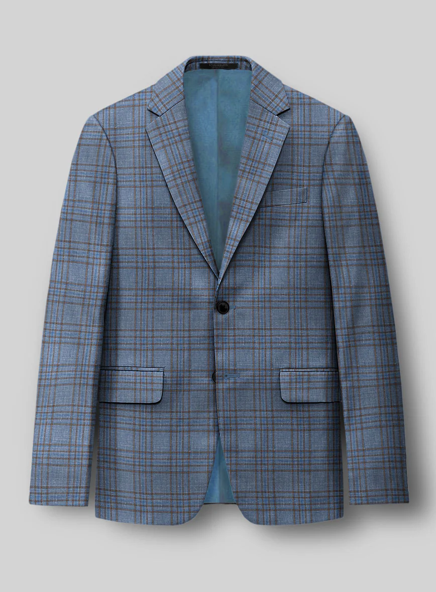 Italian Murano Herita Blue Wool Linen Suit - Image 2