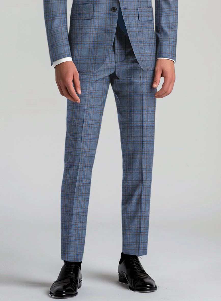 Italian Murano Herita Blue Wool Linen Suit - Image 5