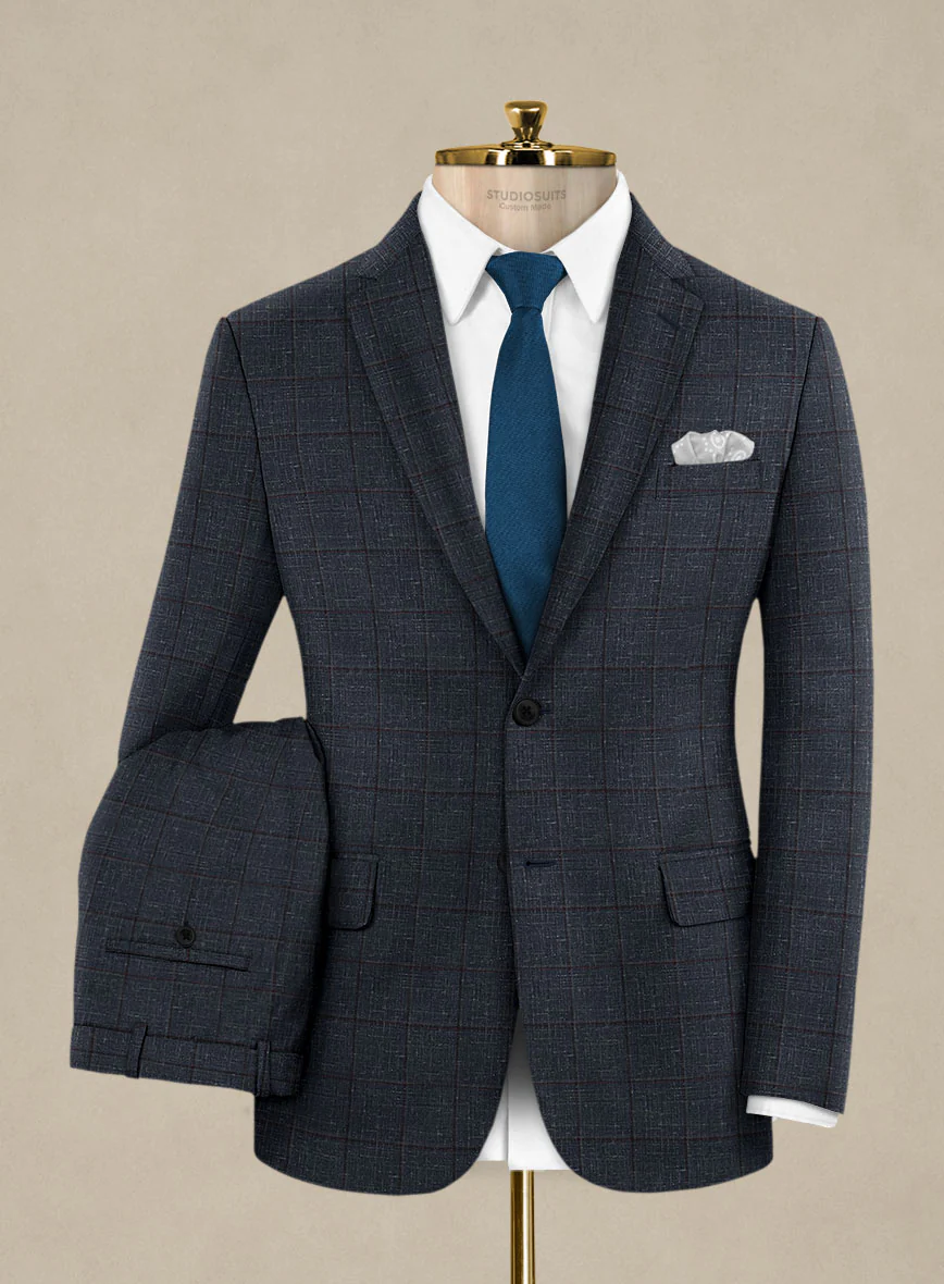 Italian Murano Ili Blue Wool Linen Silk Suit - Image 2