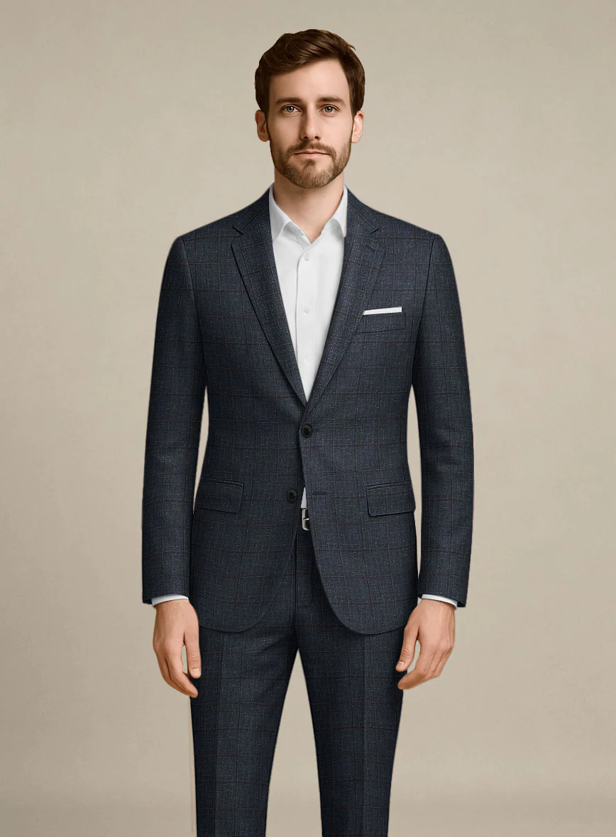 Italian Murano Ili Blue Wool Linen Silk Suit - Image 3