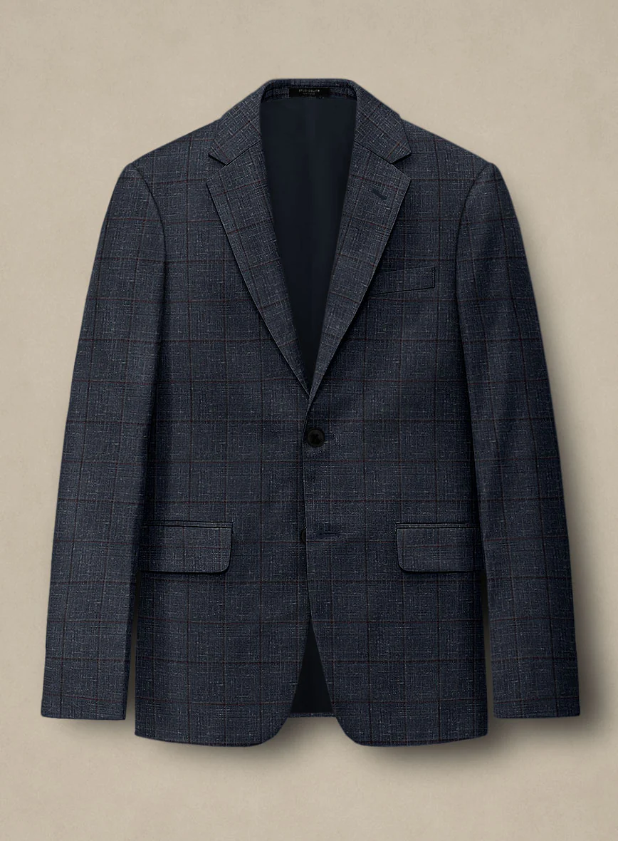 Italian Murano Ili Blue Wool Linen Silk Suit - Image 4