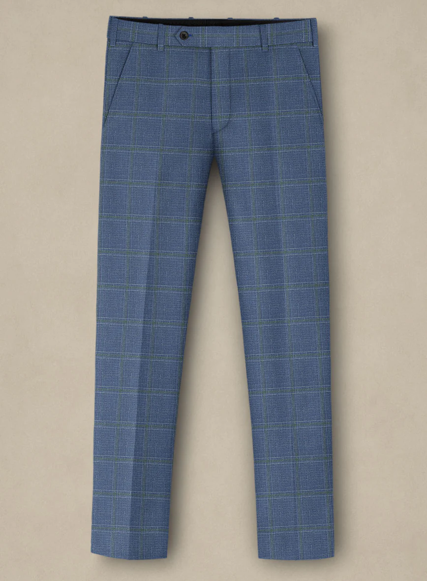 Italian Murano Ivarno Blue Wool Linen Silk Pants - Image 2