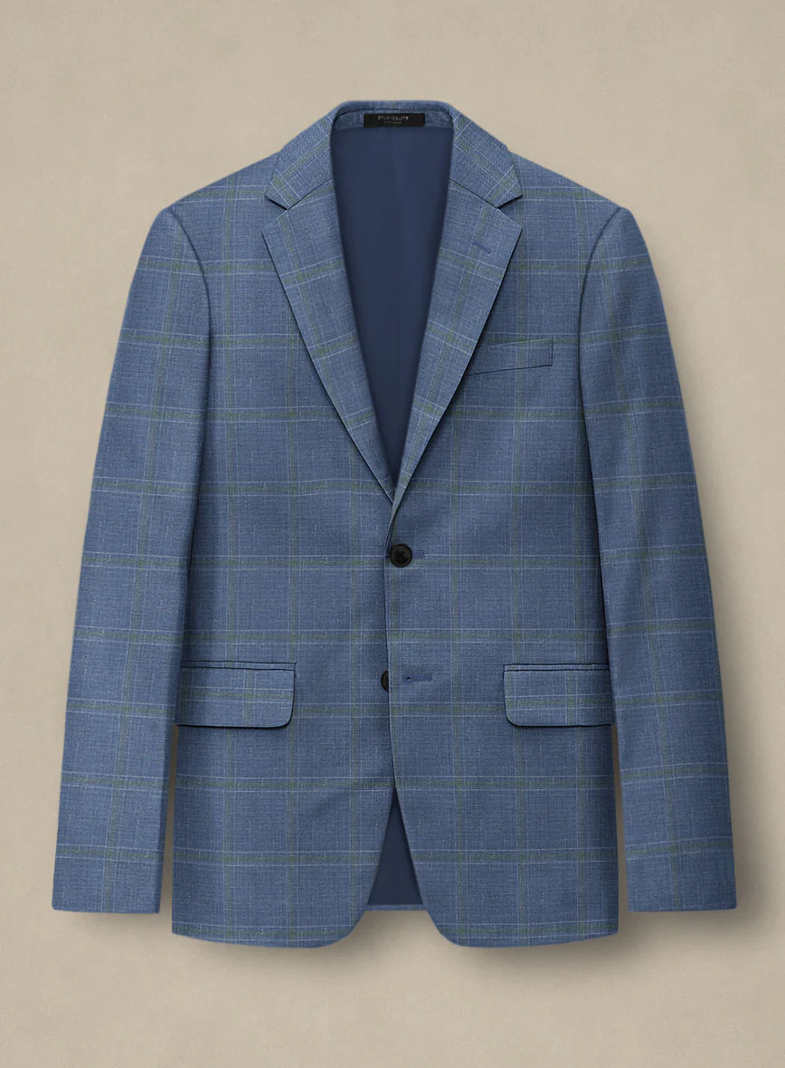 Italian Murano Ivarno Blue Wool Linen Silk Suit - Image 3