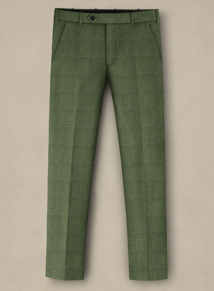 Italian Murano Josaya Green Wool Linen Silk Pants - Image 2